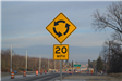 Roundabout Warning Sign South of Judah Road