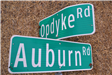 New Road Sign at Opdyek Road and Auburn Road