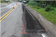 Milled (grinded off) road surface edge on Heights Rd. between Joslyn and Lapeer Rd. (M-24) in Orion Township