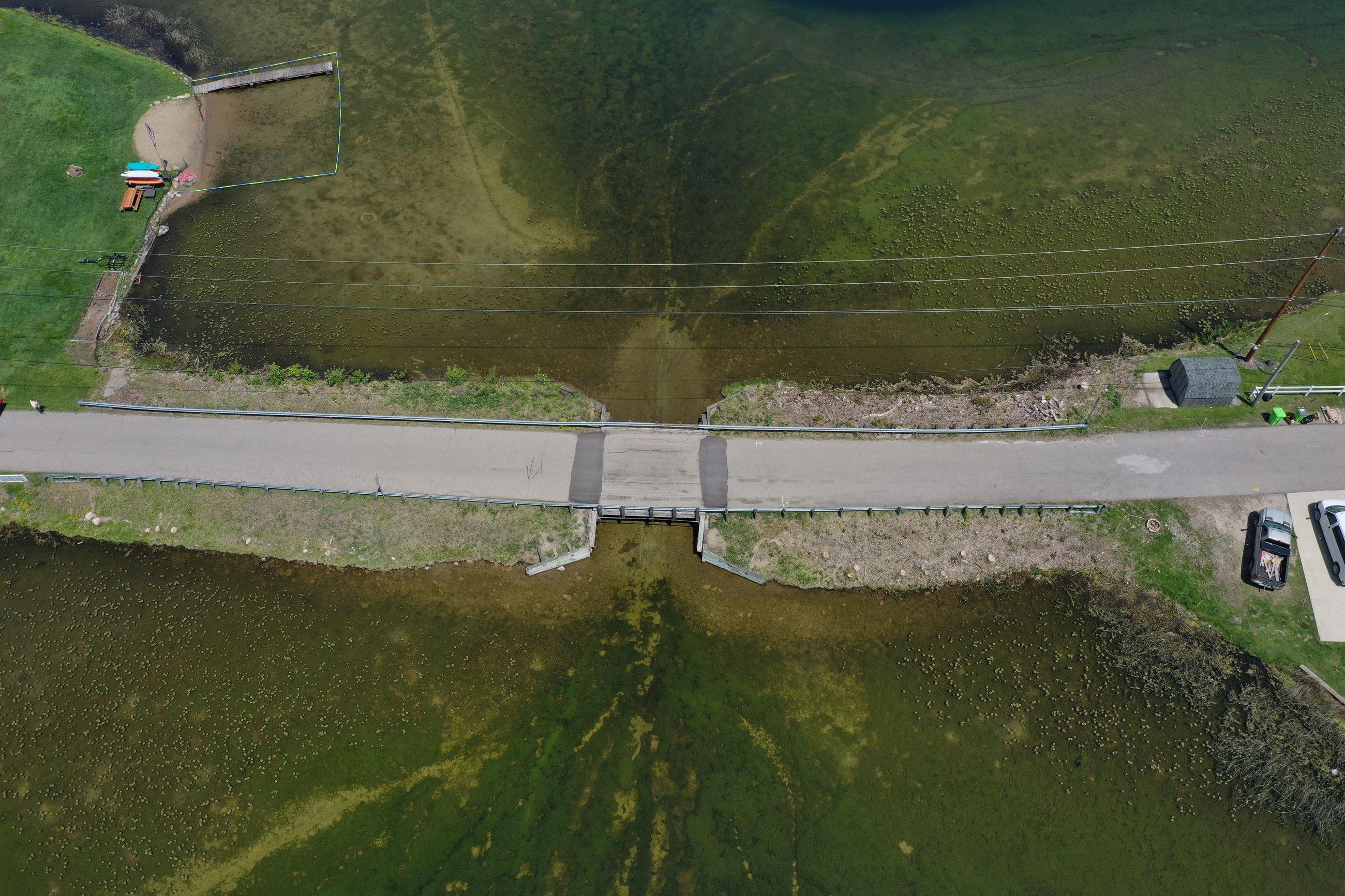 Aerial view of the Malone Street bridge prior to construction 