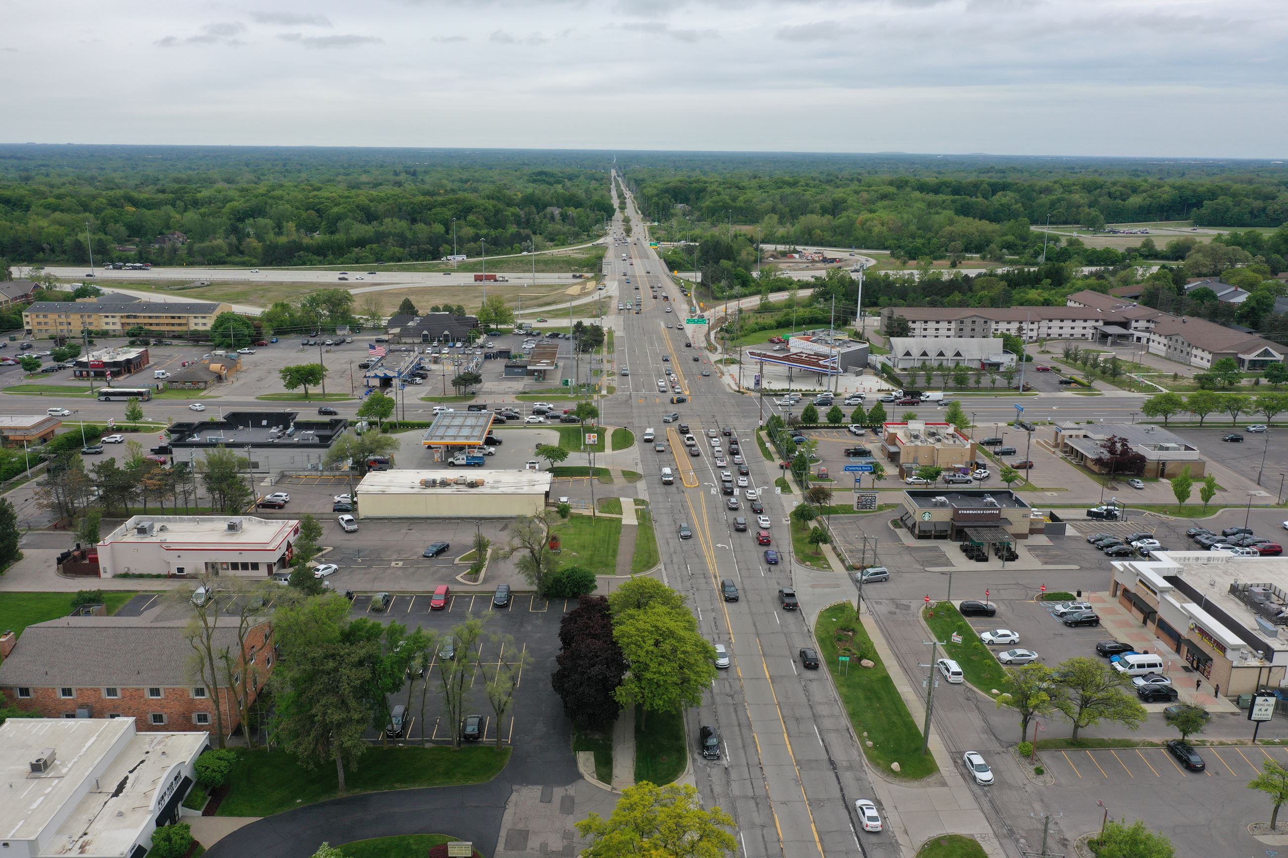 Orchard lake Road, 696 to 13 Mile Road aerial view before construction 