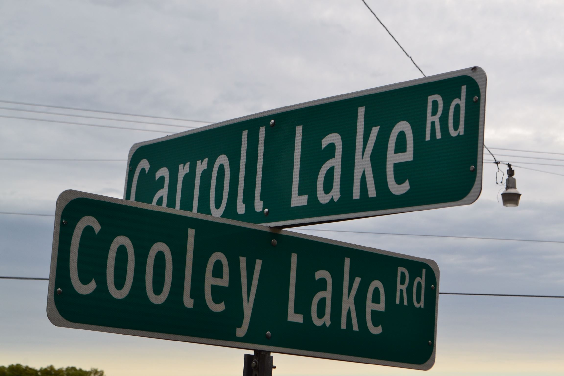 Carroll Lake Road and Cooley Lake Road Signs