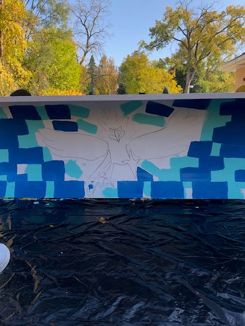 Partially Painted Plow with a Template