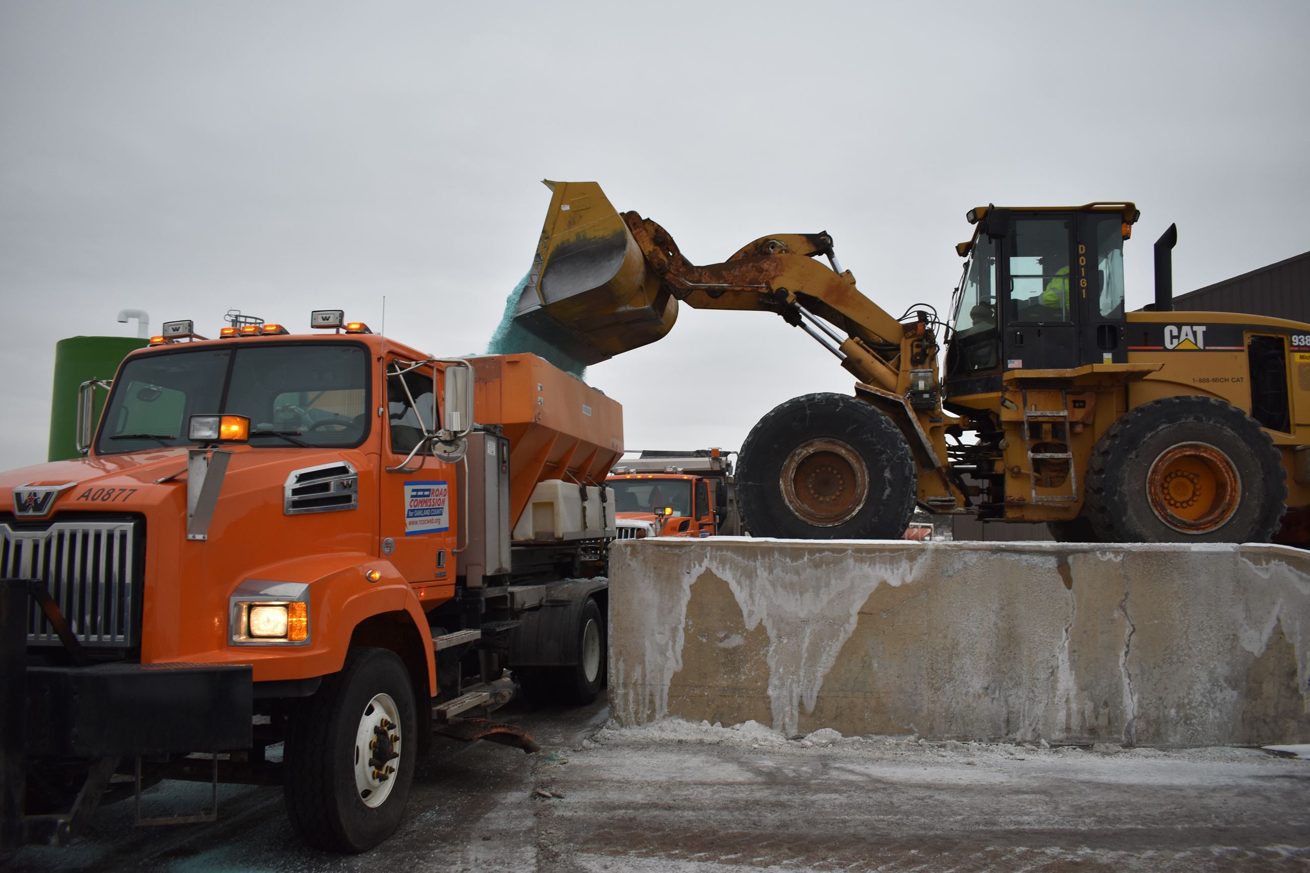 RCOC winter maintenance truck being loaded with salt in Southfield 