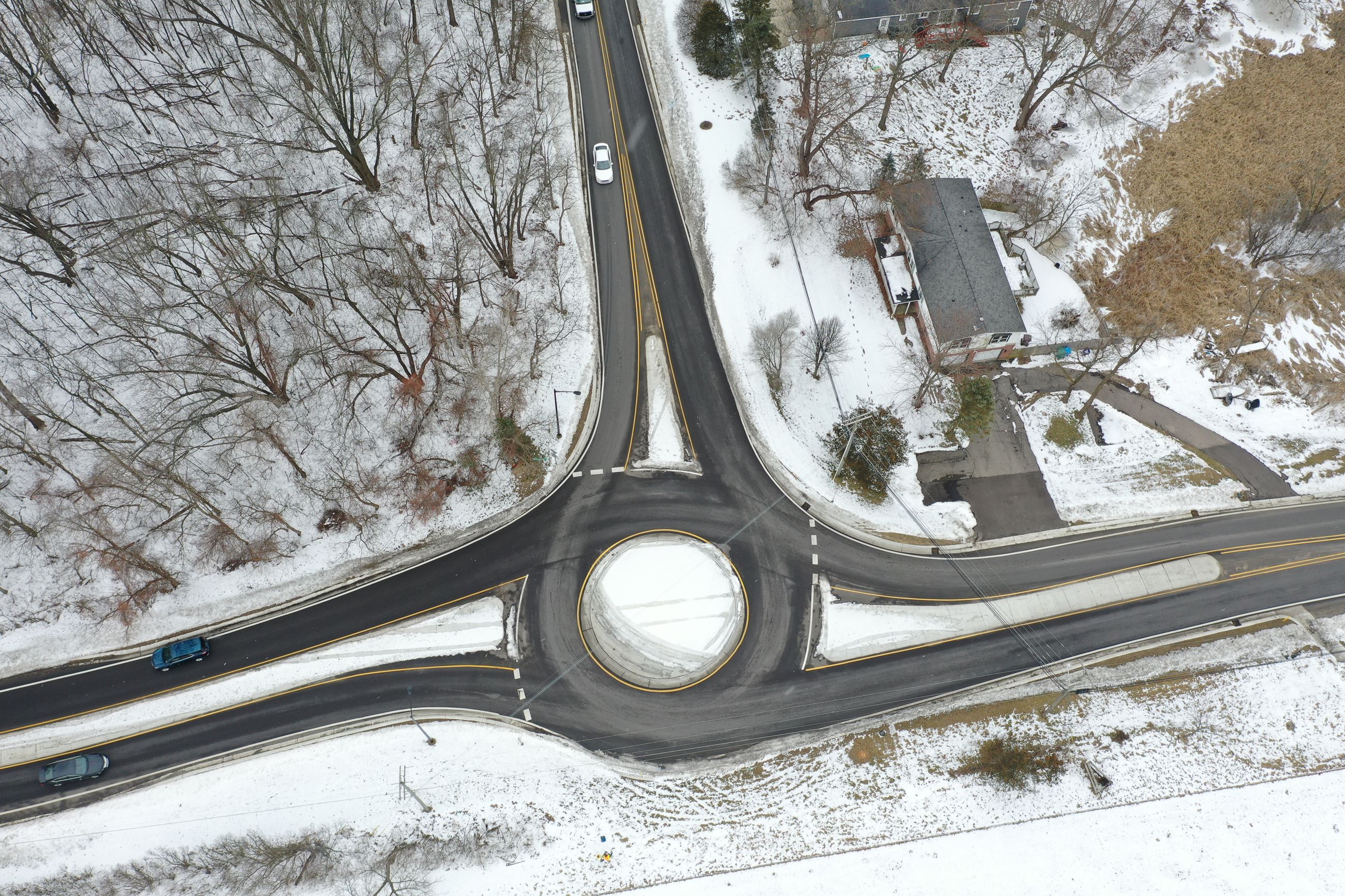 Carroll Lake and Cooley Lake Road Roundabout Aerial photo