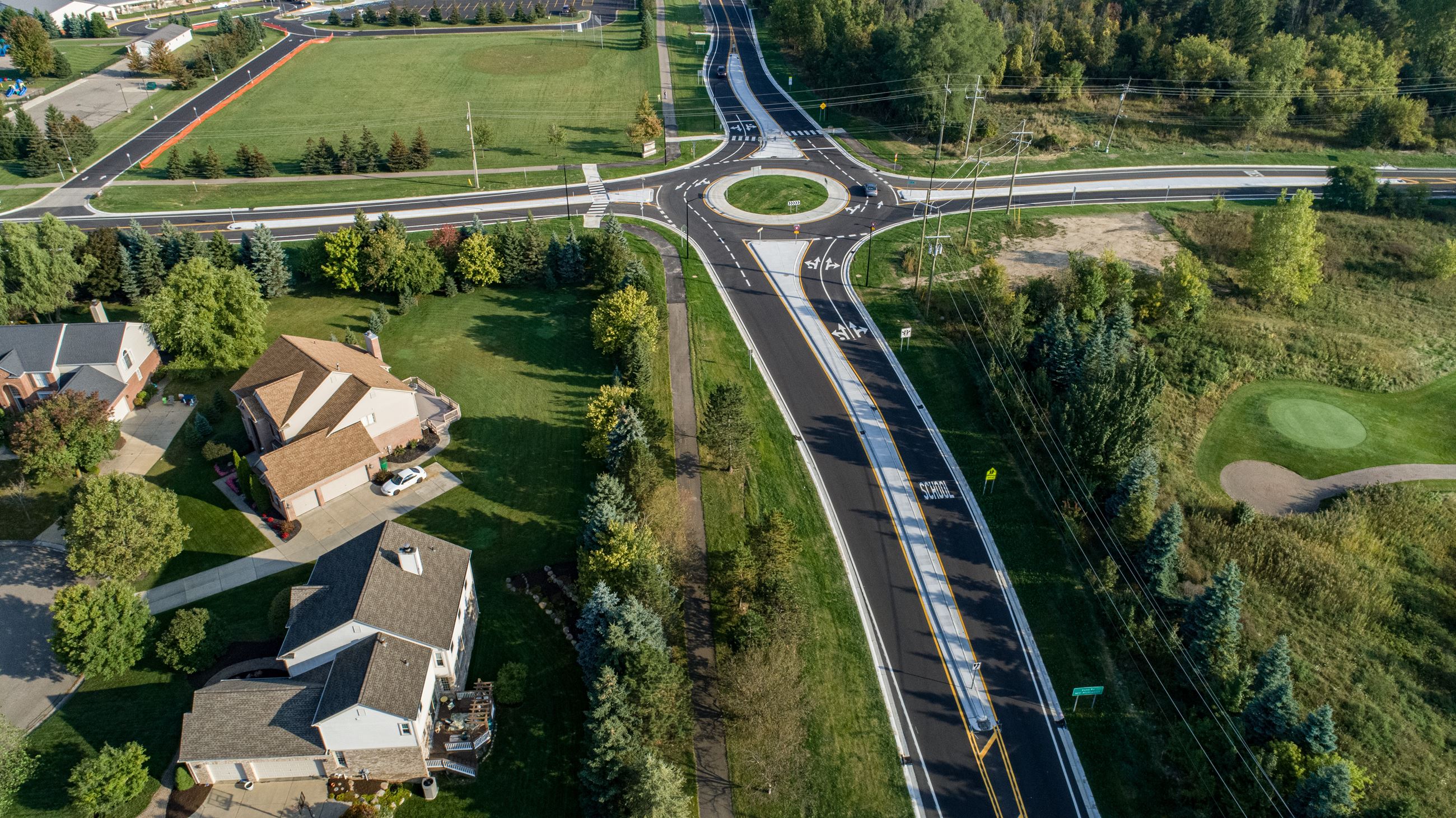 Adams and Gunn Road Roundabout Aerial View