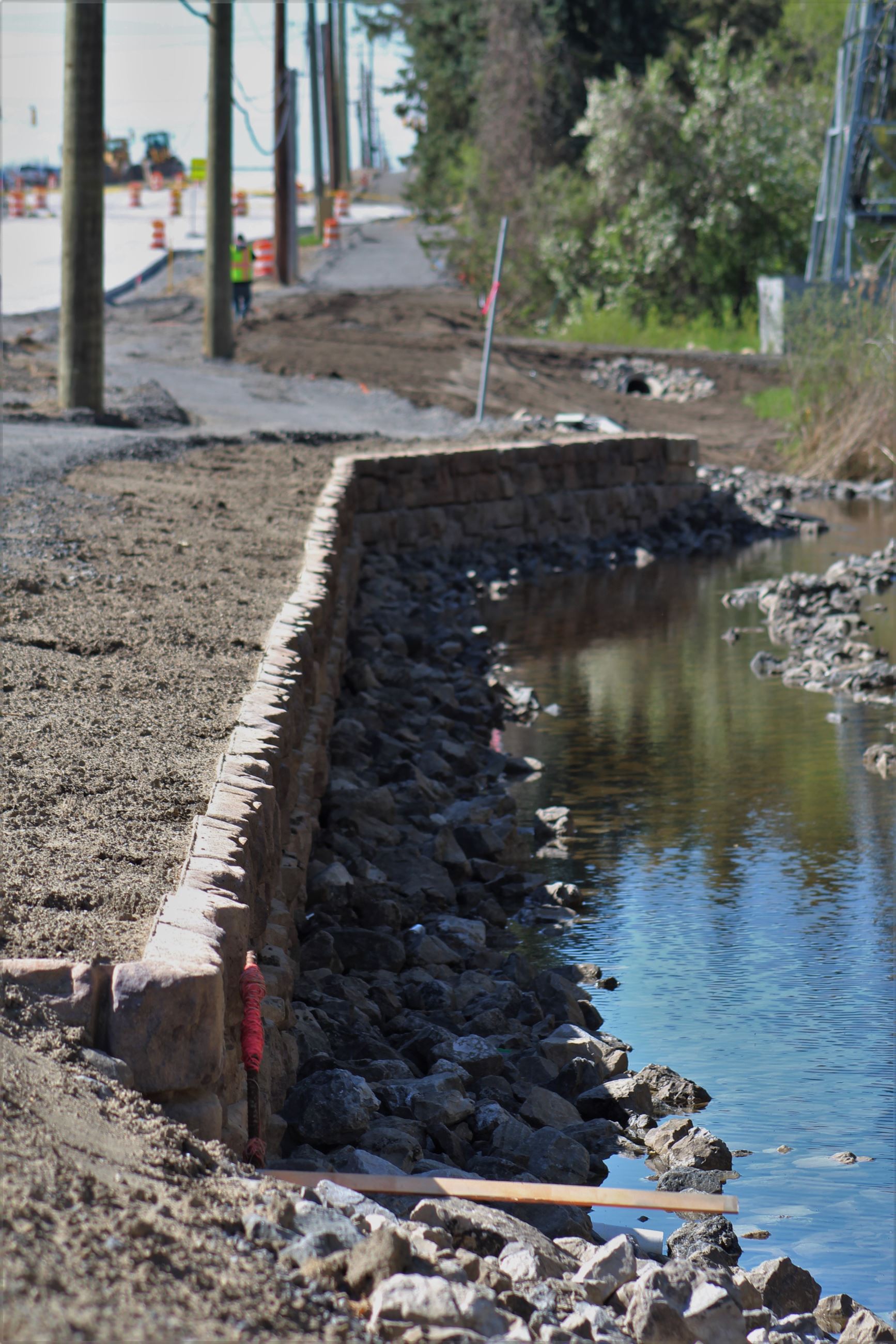 New Retaining Wall on West Side of Baldwin Road