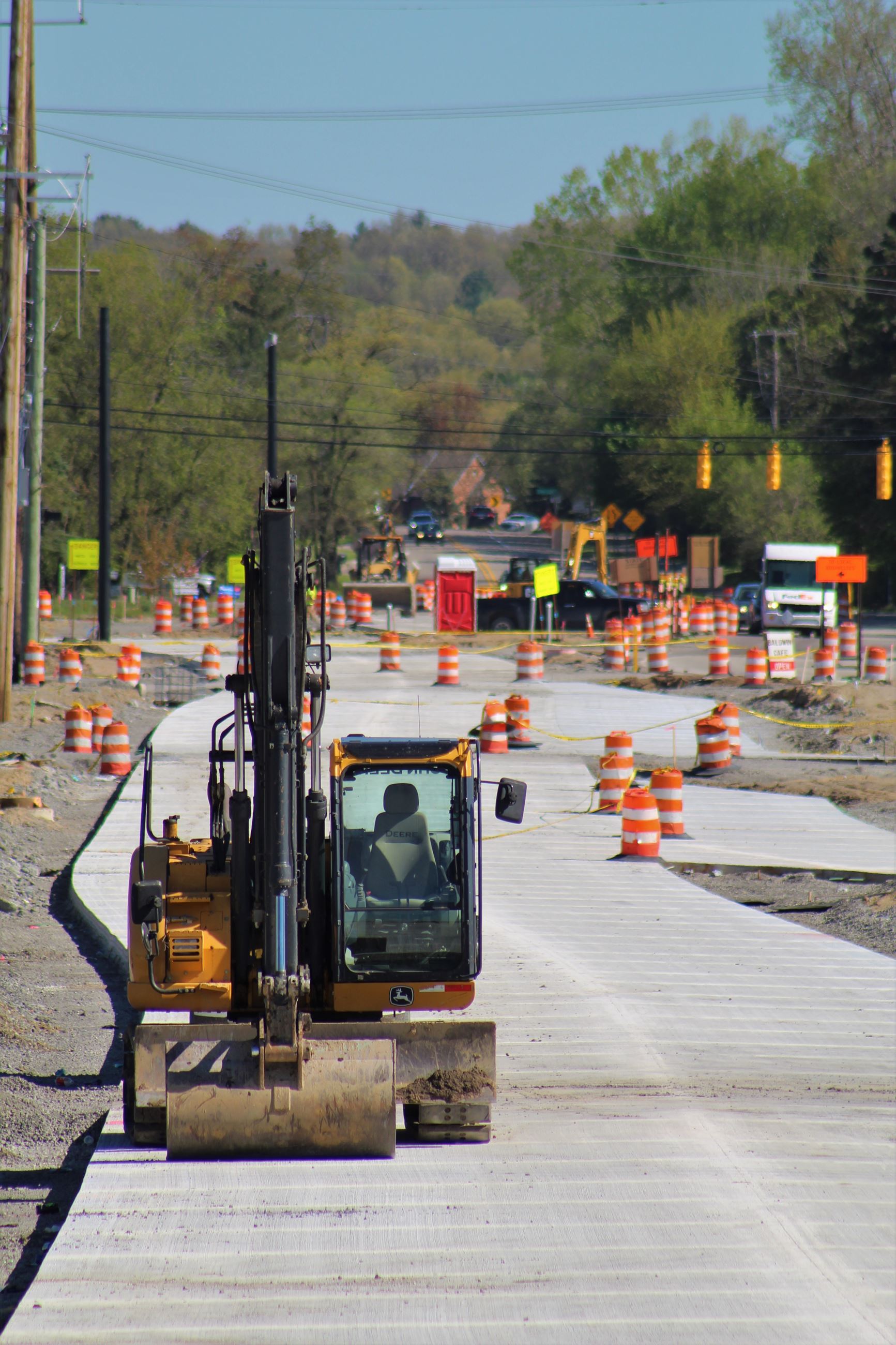 Excavator Sitting on Baldwin Road Looking North