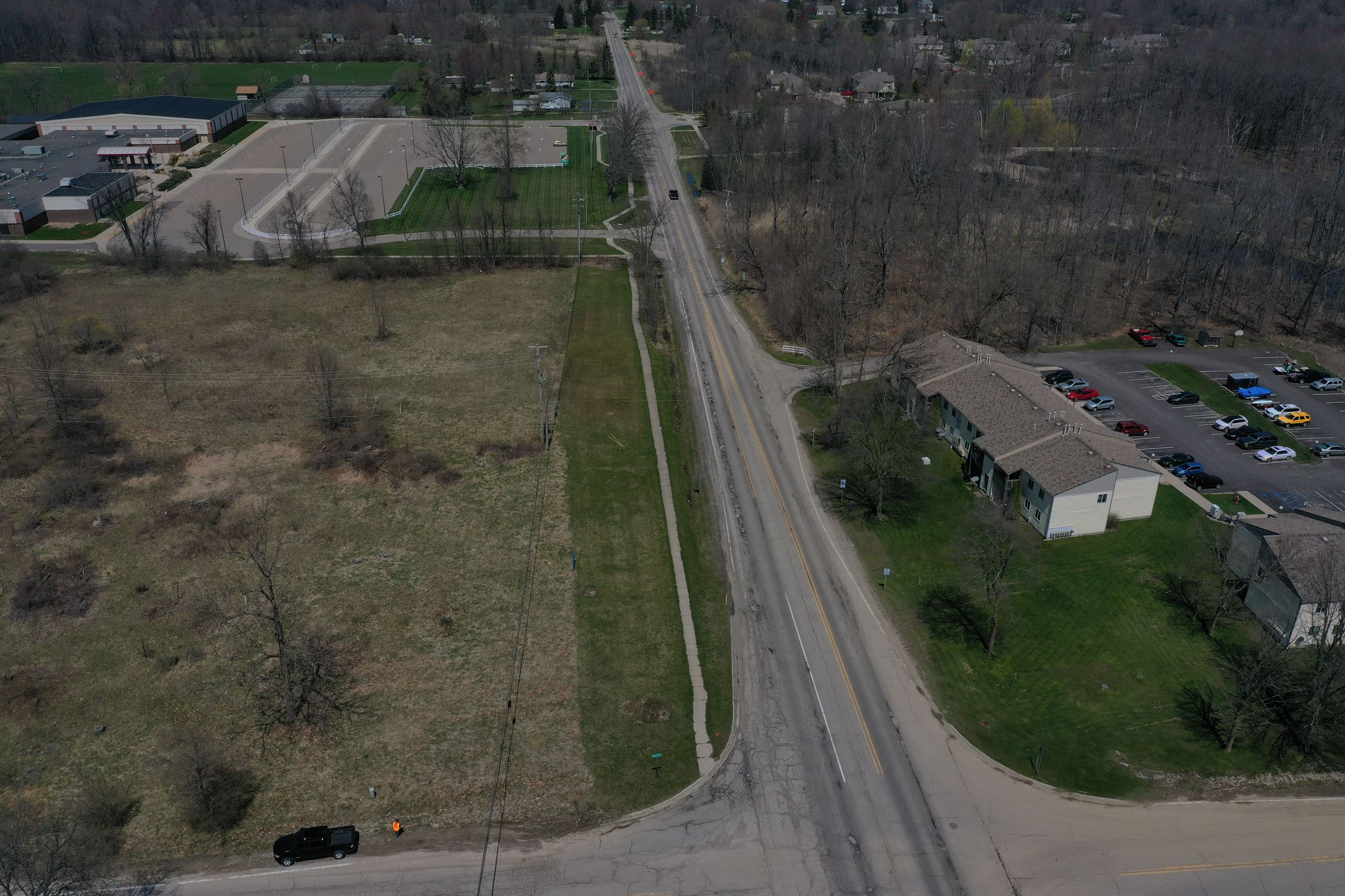 Pre-construction aerial photo of Holly Road 