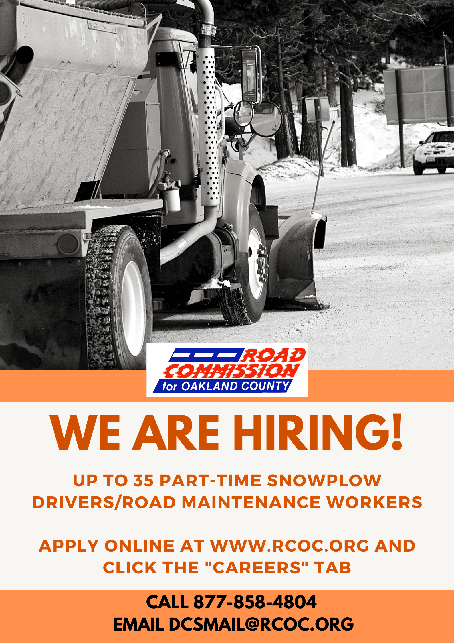 We are hiring part-time snowplow drivers and maintenance workers images