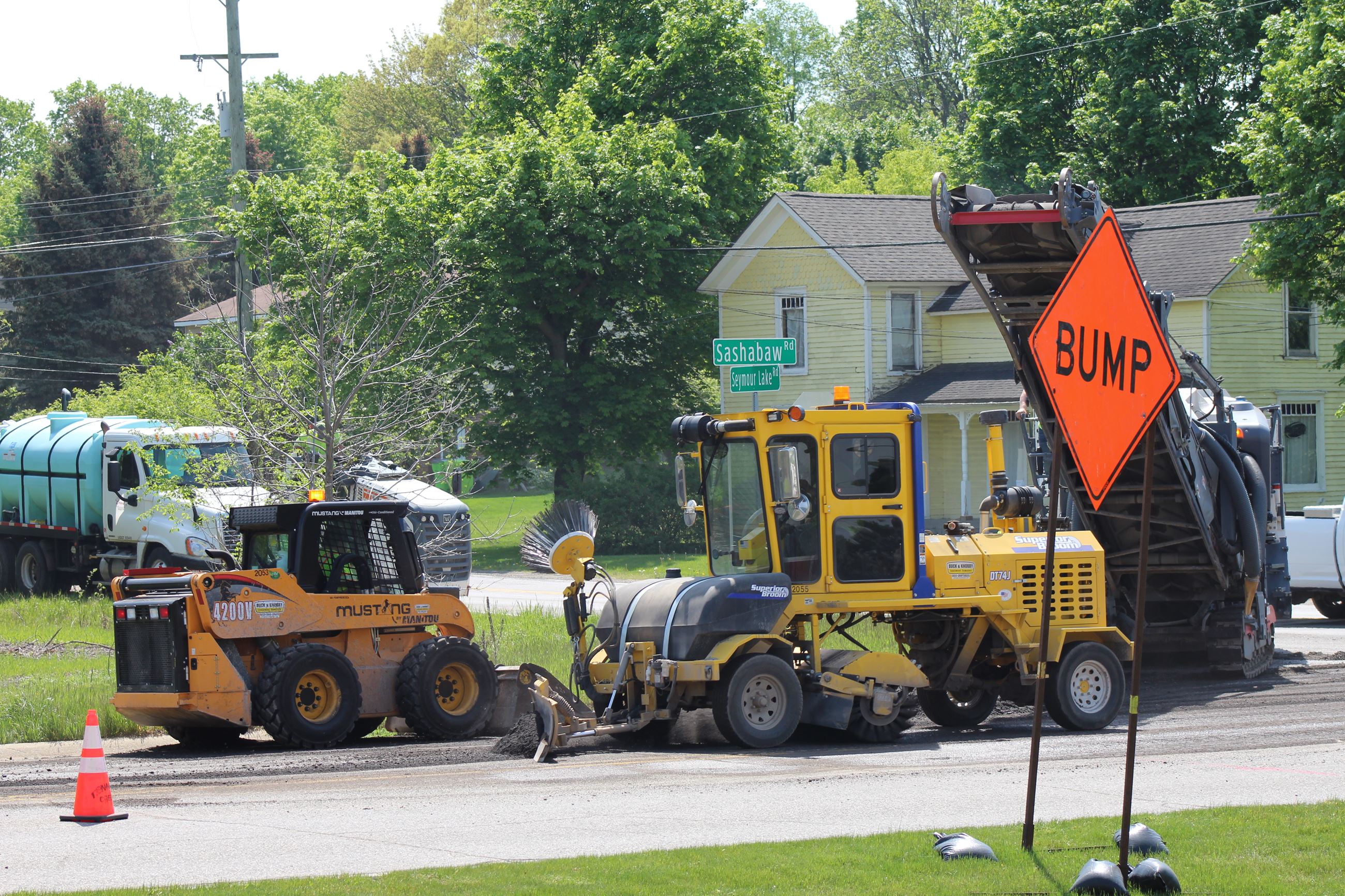 Milling (grinding off) the Road Surface of Sashabaw Road north of Seymour Lake Road in Brandon Township