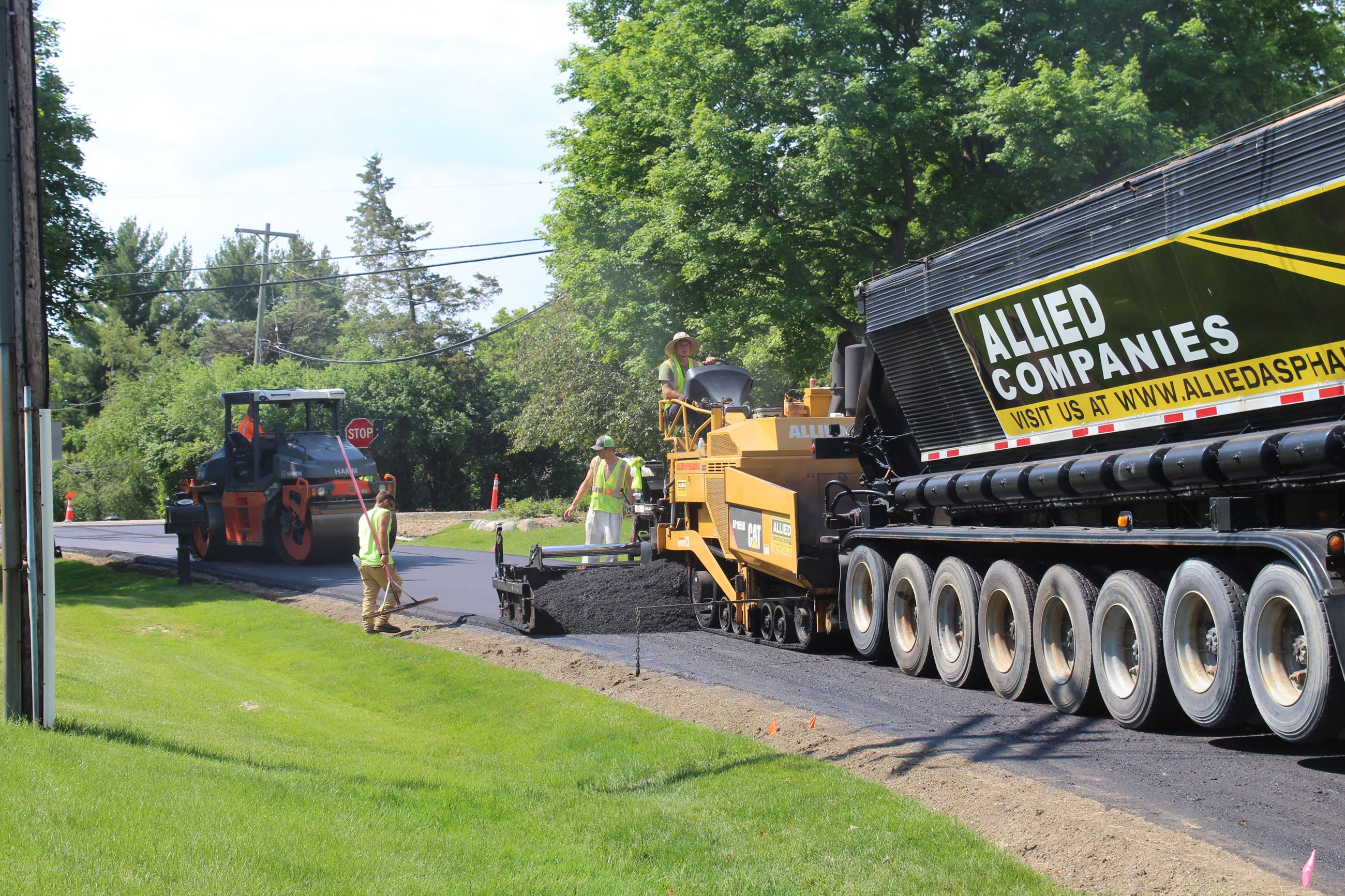 Paver laying hot mix asphalt on Sutters Lane in the Kirkwood Special Assessment District (S.A.D.)