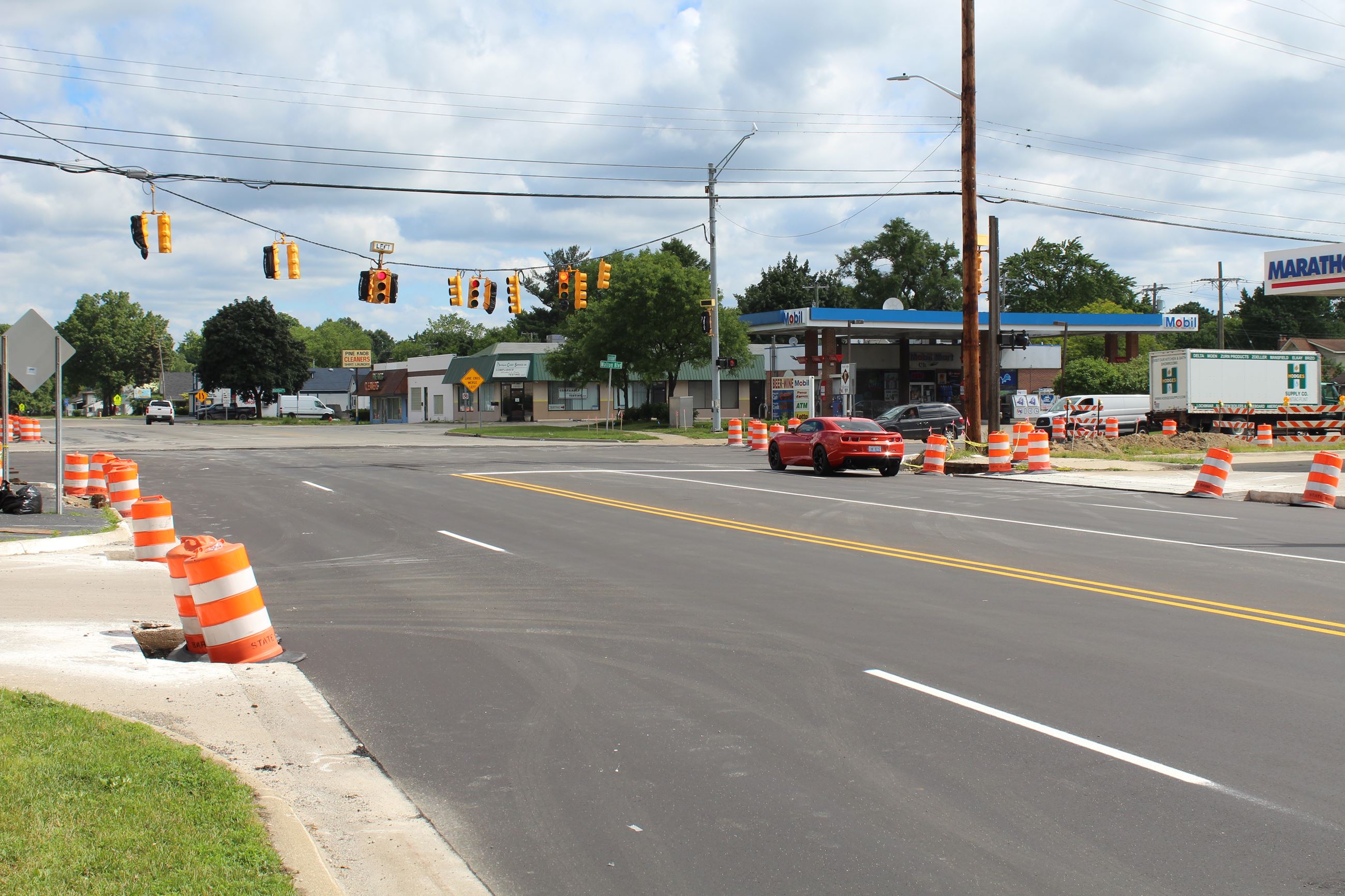 Walton Blvd. and Sashanaw Road intersection after south leg paved