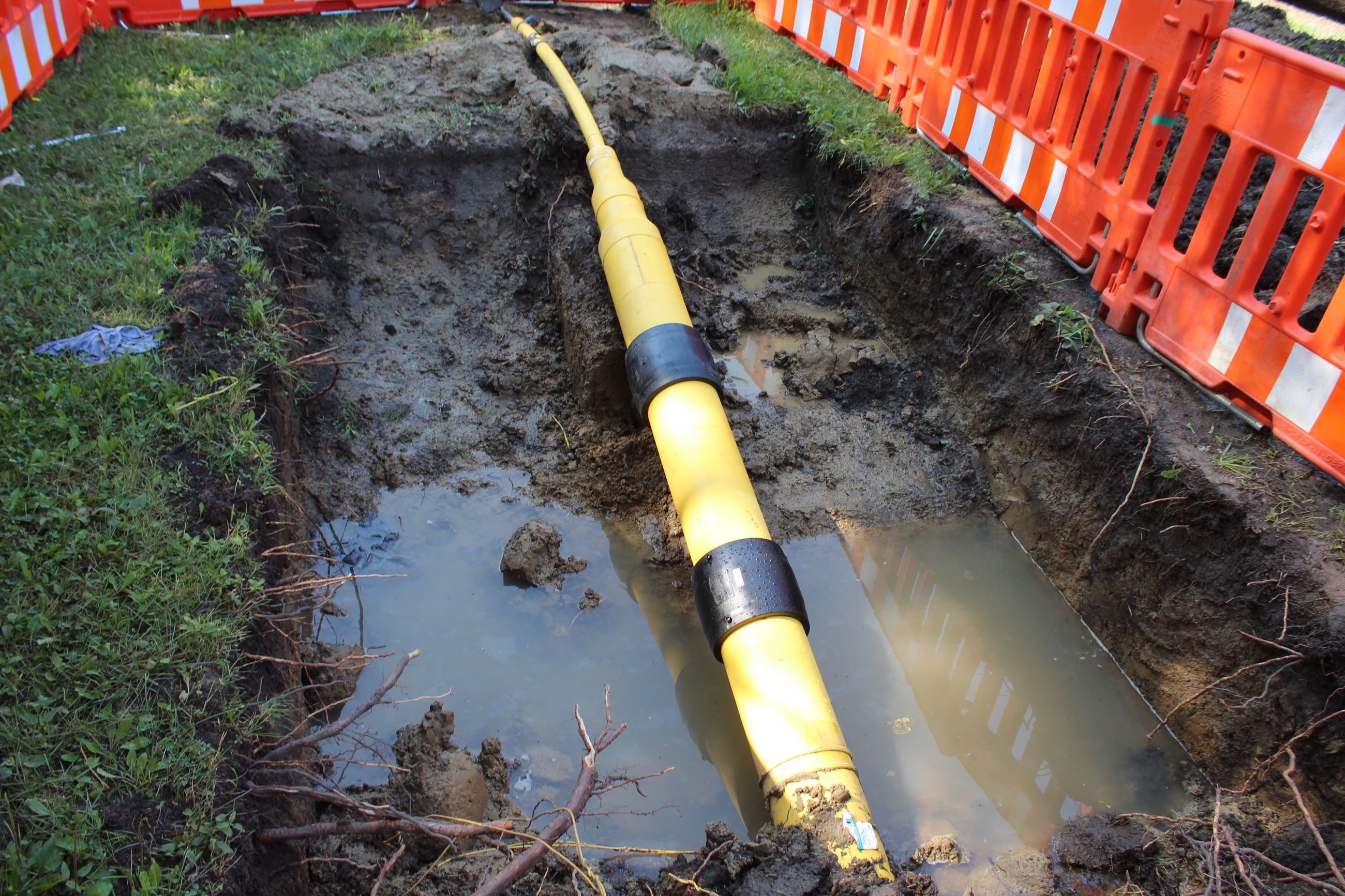 Gas main pipe coming out of the ground along Greenfield Rd. between 13 and 14 Mile Rds.
