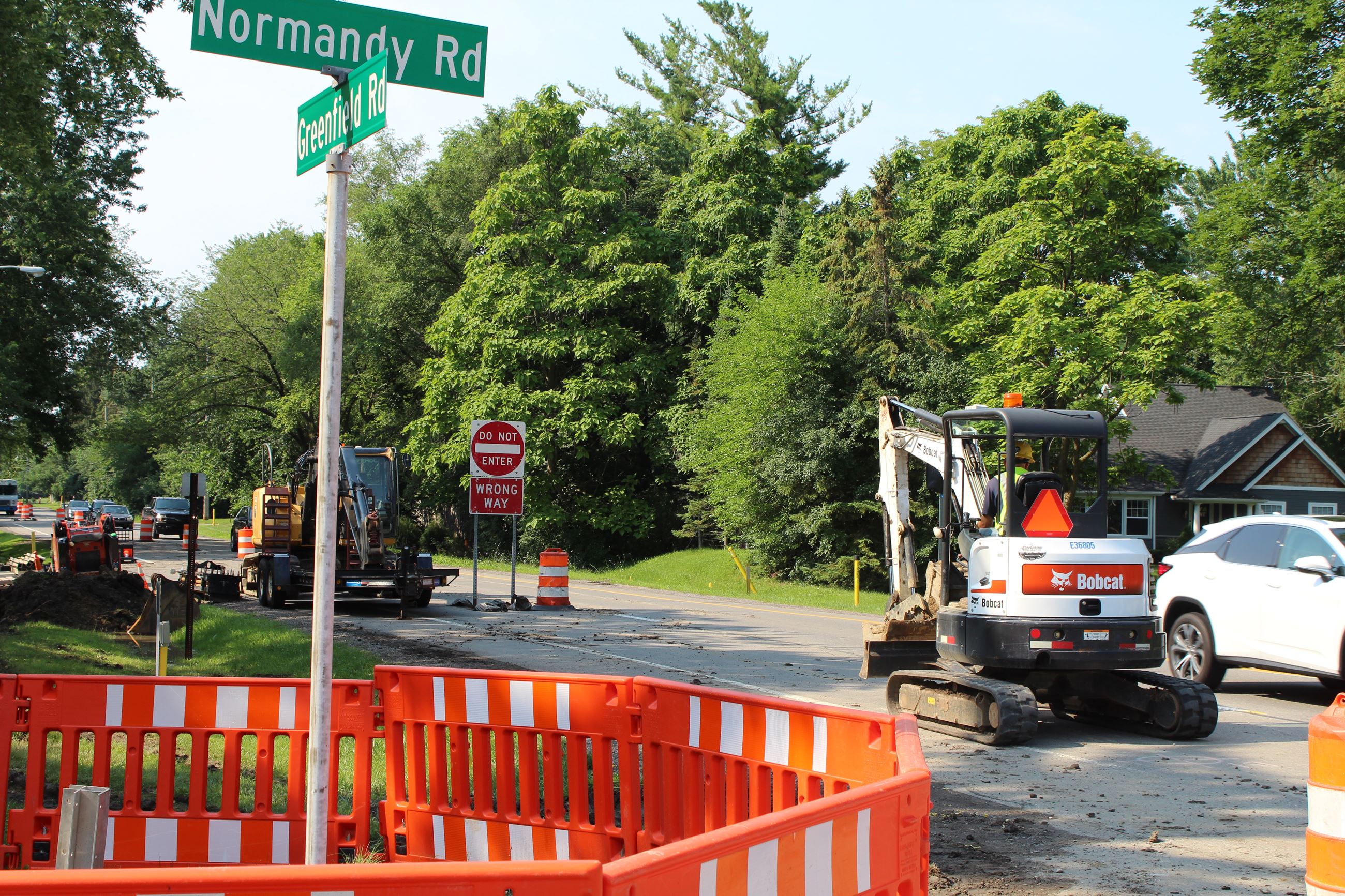 Bobcat drives past Normandy Rd./Greenfield Rd. intersection