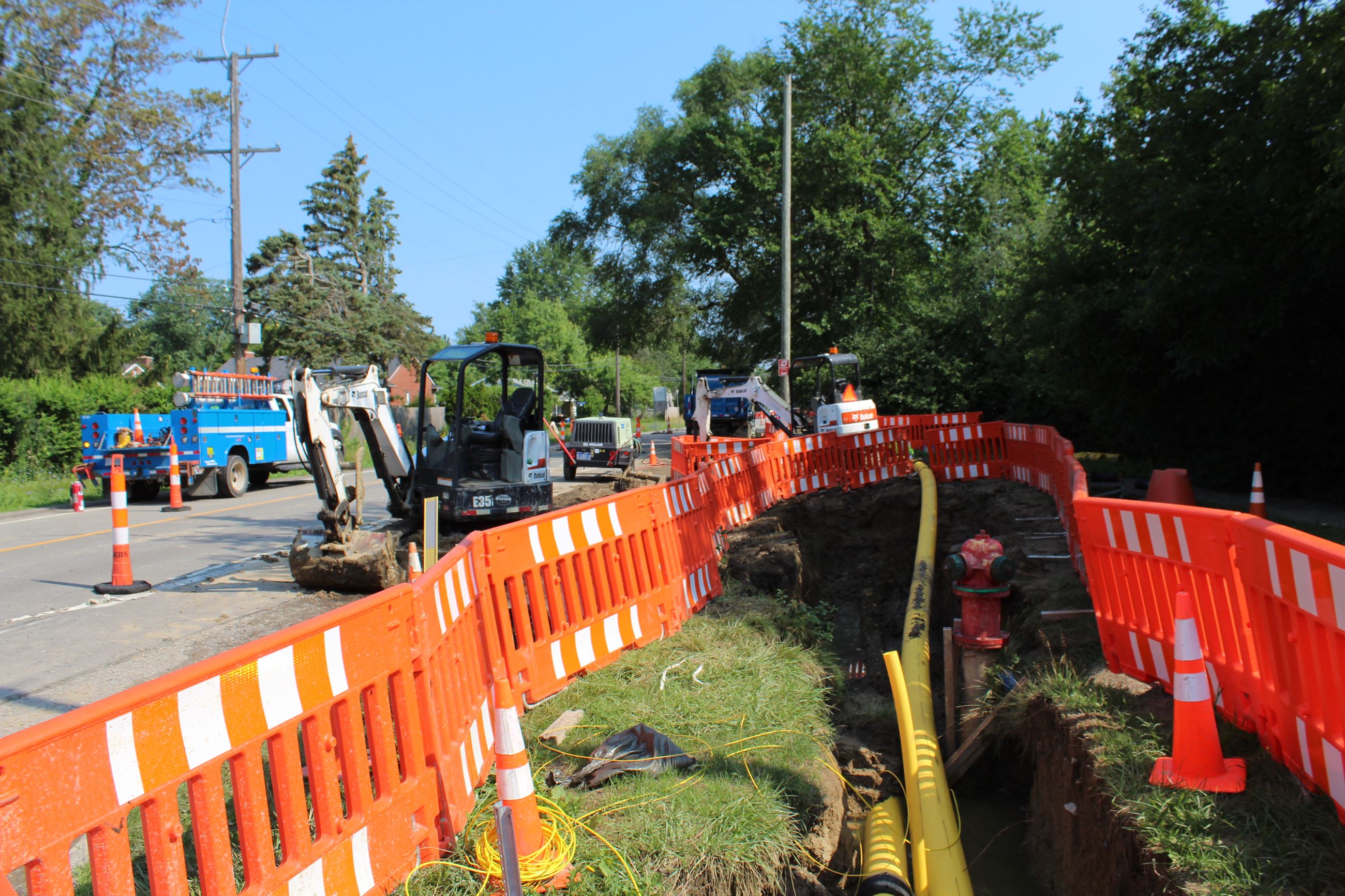 Consumers Energy gas main work along Greenfield Rd. on the Beverly Hills/Royal Oak border