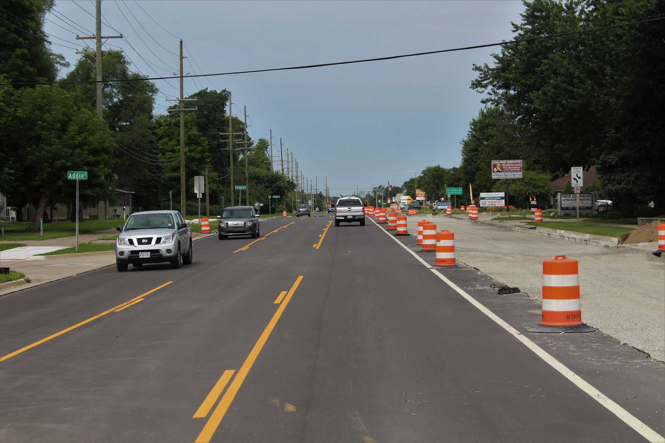 New asphalt on reconstructed eastbound Walton Blvd. in Waterford Township