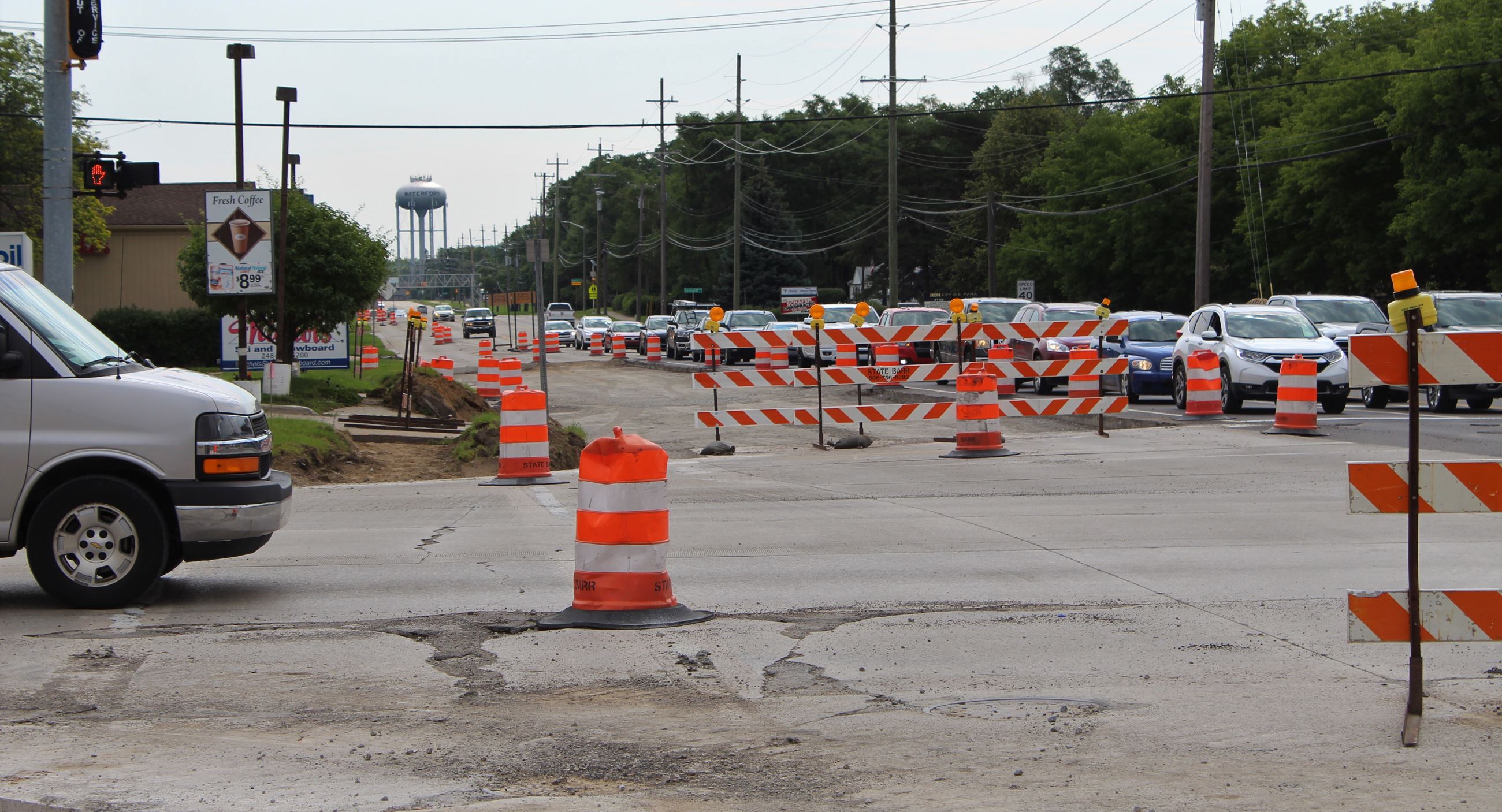 Westbound Walton Blvd. torn up for reconstruction just east of Sashabaw Rd. in Waterford Township