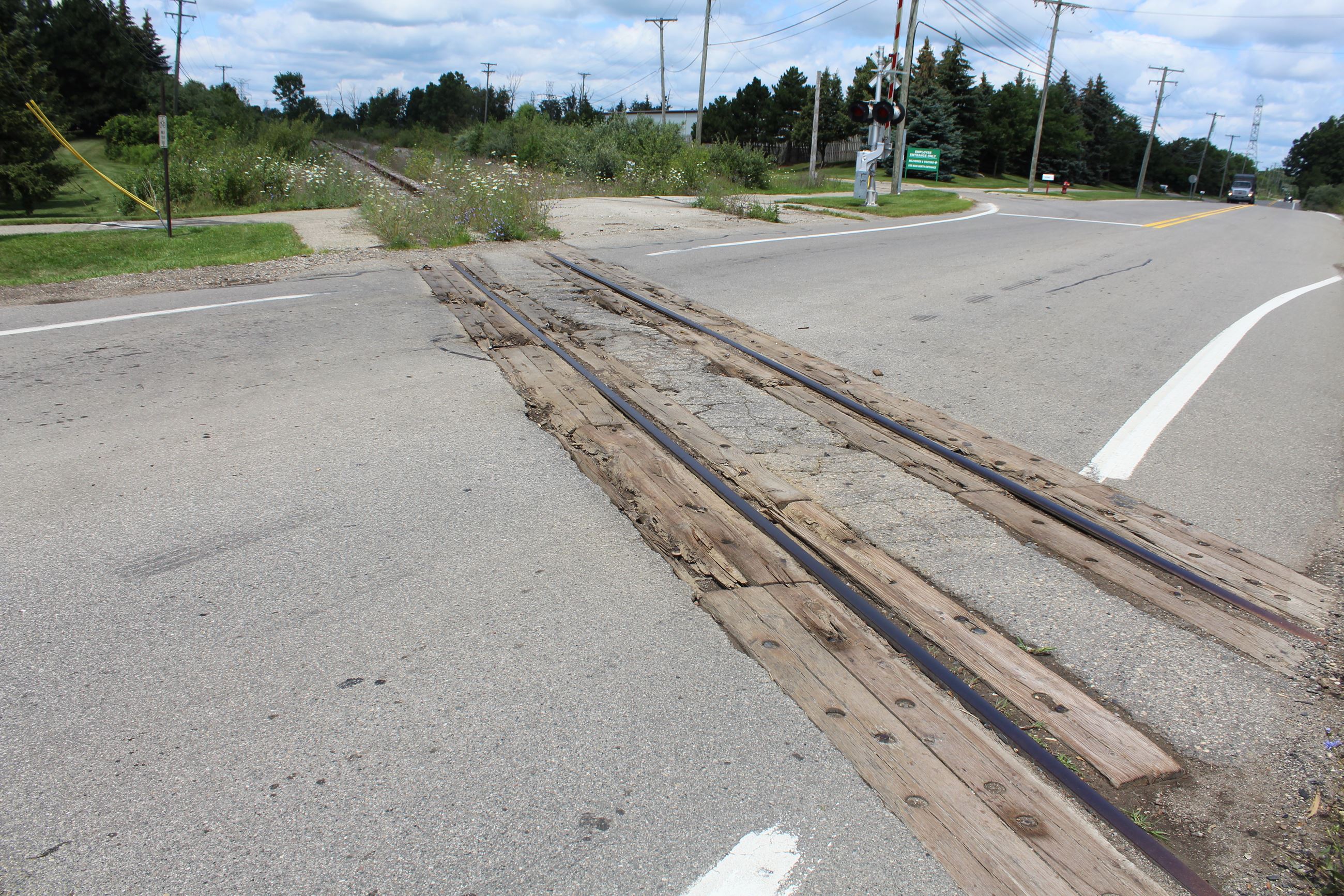 Railroad tracks on Giddings Rd. in Orion Township before Canadian National Railroad permit work