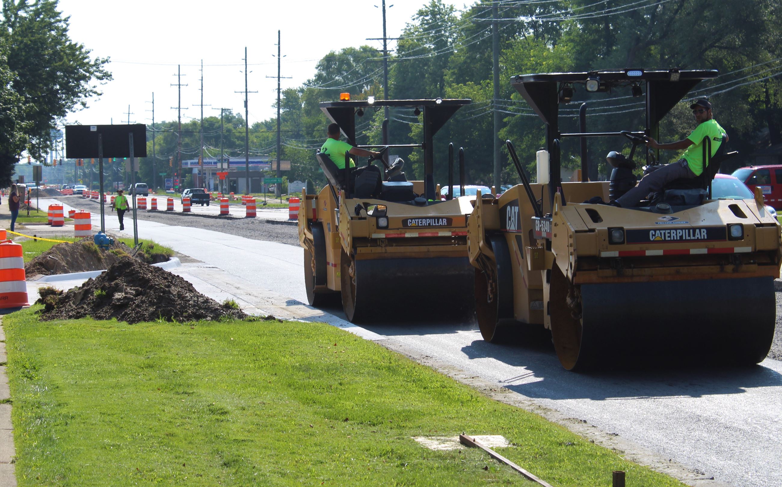 Rollers on freshly laid asphalt on westbound Walton Blvd. between Sashabaw Rd. and Dixie Hwy. in Waterford Township