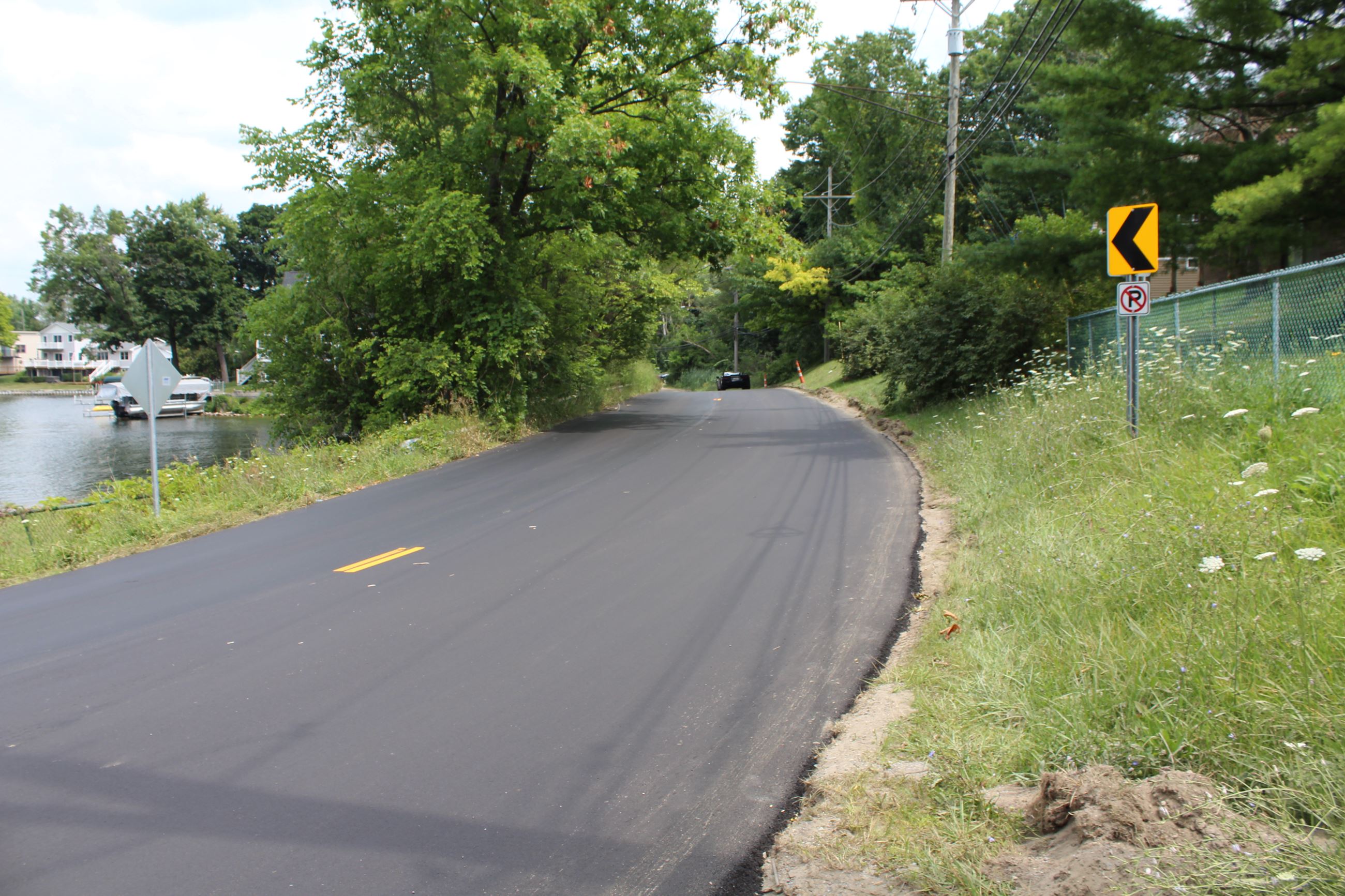Freshly paved Heights Rd. just west of Sherry Dr. in Orion Township