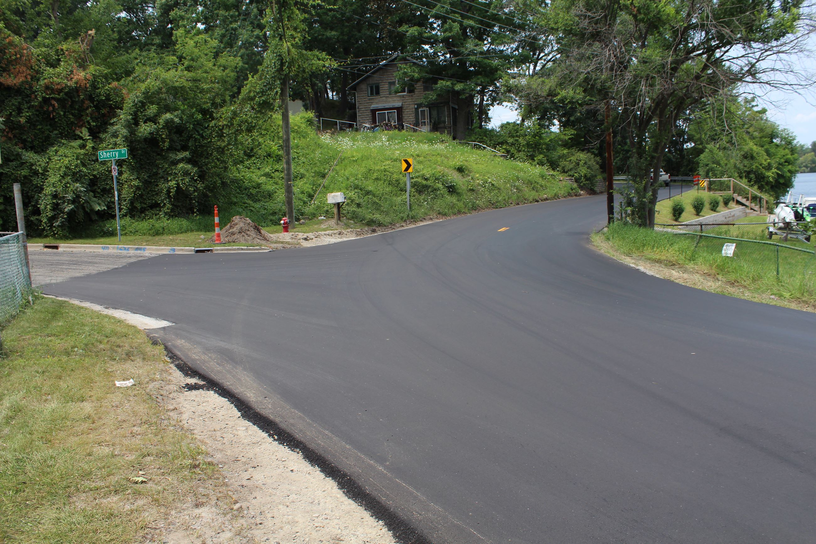 Sherry Dr./Heights Rd. intersection after paving between Joslyn and Lapeer Rds. in Orion Township