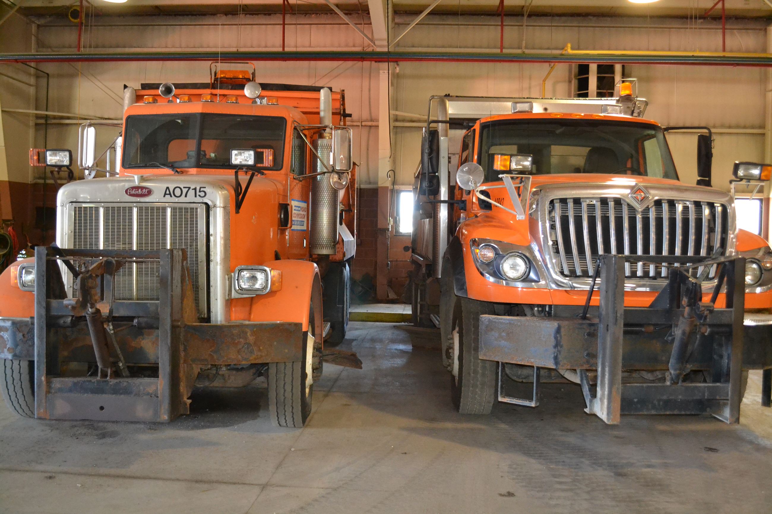 Older and newer trucks at the Davisburg Garage